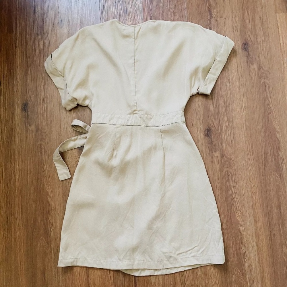 Tan Trench Dress Vintage Style Womens Boutique New Bohomian Boho - Picture 5 of 6